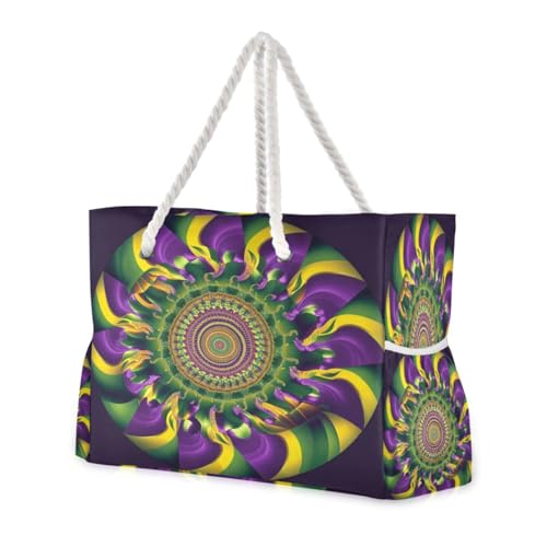 Carnival (1) Beach Bag & Travel Tote Bag Large Sandproof with Zipper Closure, Wet Pouch for Swim Gym Travel, Lightweight Foldable Outdoor Bag