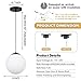 KoKo&Yukina 6-inch mini Modern Globe Pendant Light Opal Glass with Black Finish Contemporary Mid Century Adjustable Hanging Light Fixture for Living Room Bedroom Kitchen (Bulb Incl.)