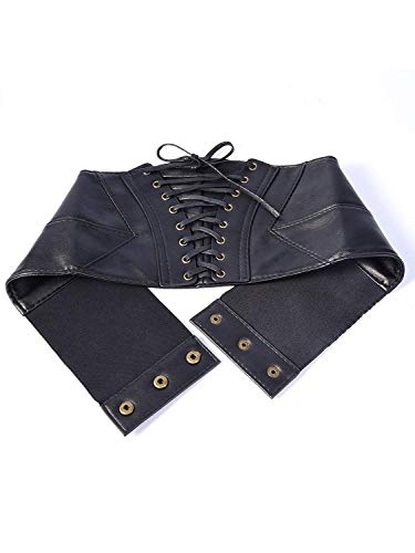 Elastic Corset Cinch Belt Wide Waist Laceup Cinch Belt Tied with Press Stud Botton3