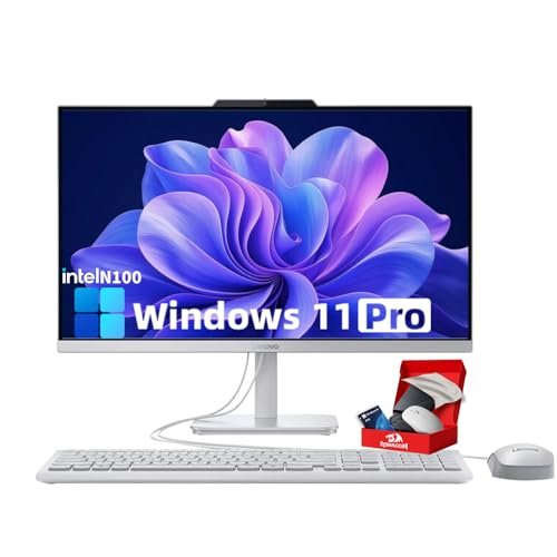 Image of Lenovo AIO 24 inch FHD All-in-One Desktop Computer for Home Office, Intel Processor, 16GB RAM, 512GB PCIe SSD, WiFi 6, Bluetooth 5.2, HDMI, RJ-45, Keyboard and Mouse, Windows 11 Professional