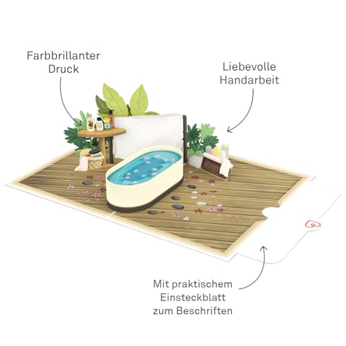 papercrush® Pop-Up Karte Wellness Gutschein - 3D Gutscheinkarte zu Weihnachten (Sauna & Spa) - Wellnessgutschein für Massage & Beautybehandlung, Geldgeschenk für Frauen, beste Freundin, Männer & Paare