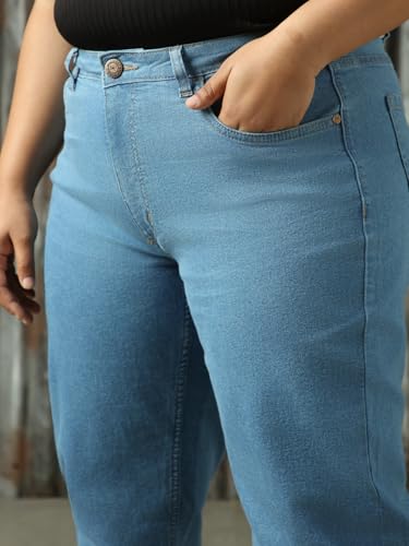 Image of High Star Women Washed Cotton Mom Fit High- Rise Jeans 49
