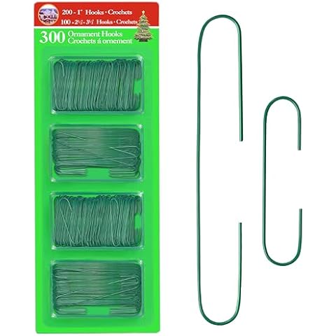 R’ND’s 300 Pack Ornament Hooks Christmas Tree Decorating Hangers- Metal Wire Ornament Hooks for Christmas Tree Decoration Hanging (Green) Cover