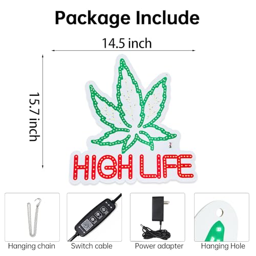 Image of Weed Neon Sign, USB Powered Weed Decor for Wall, Marijuana Light Cannabis Wall Art Signs Suitable for 420 Friendly Room Decor, Bar, Game Room, Party