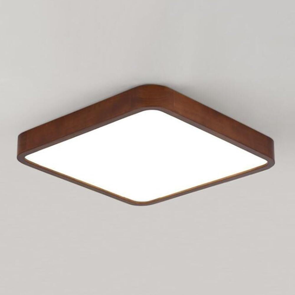 KXEcoLife Square Simple Ceiling Lamp Modern Minimalist Wooden LED Light Tri-Color Dimming (3000K/4500K/6000K) for Hallway Office Porch Study Bedroom(60cm)