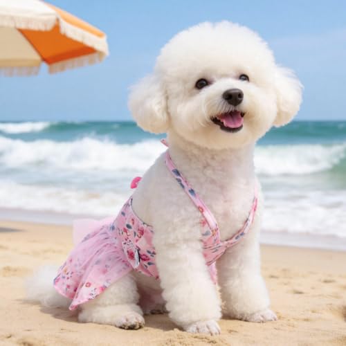 Image of CuteBone One Piece Dog Bikini Swimsuit Dress - Puppy Bathing Suit Costume for Small Dogs - Comfortable & Stylish Pet Clothes for Summer Pool, Beach & Play LTDB15S