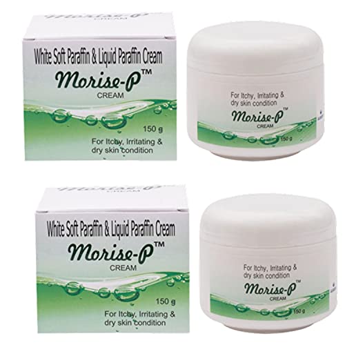Morise-P White Soft Paraffin & Liquid Paraffin Cream for Itchy, Irritating & Dry Skin | Moisturizer for Men & Women (Pack of 2 – 300g)