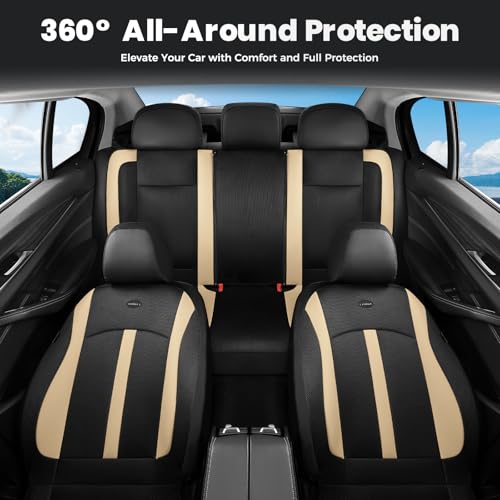 Image of FLORICH Front Car Seat Covers, Breathable Mesh Automotive Seat Cover, Universal Seat Covers Car Interior Protectors Cushion for Most Cars&SUV-Beige