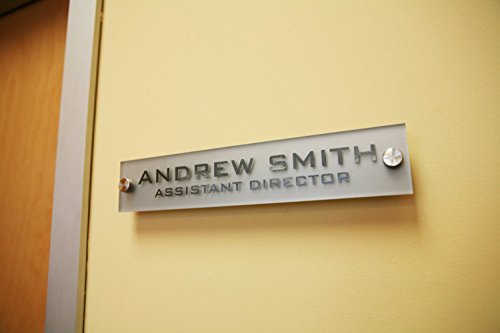 Personalized Office Wall Name Plate Sign. Modern Stainless Steel Legs (Frosted Silver) #TOP1