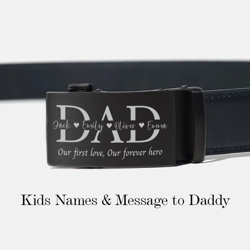 Personalized Leather Ratchet Belt for Men Custom Monogram Dad with Kids Names Father’s Day Gifts for Daddy from Daughter2