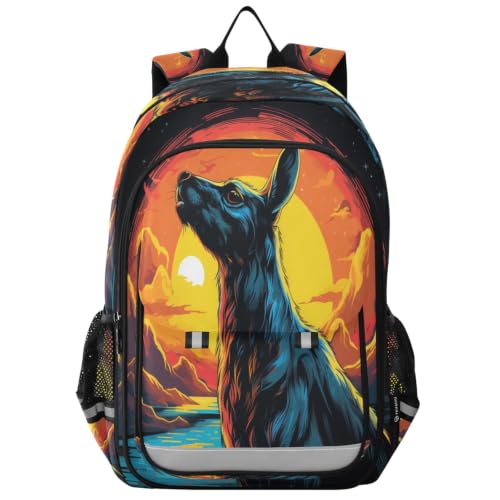 Sac à dos scolaire enfants aquarelle kangourou grand volume pour ados et voyages