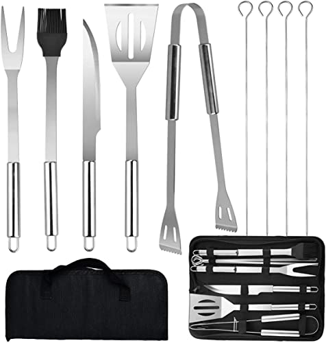 Rhyhorn Barbecue Tools Set, 9 Pcs BBQ Tools Set Barbecue Utensils with Oxford Bag for Camping, Patio, Lawn, Backyard Grilling, Hiking and Picnics