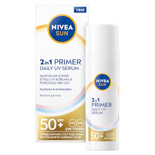 SPF50 nemlendirici primer serum, 30 ml; makyaj bazı, hyalüron ve antioksidan içerikli