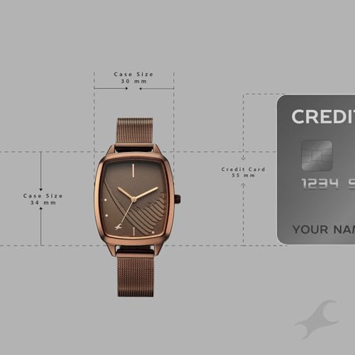 Image of Fastrack Wild Bird Feather Brown Dial IP Brown Stainless Steel Strap Watch for Women - 6321QM02