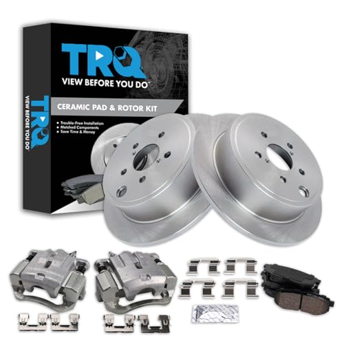 Image of TRQ Rear Brake Pad and Rotor Set Ceramic Rotors Calipers | For 2010-2014 Subaru Legacy 2013-2015 BRZ