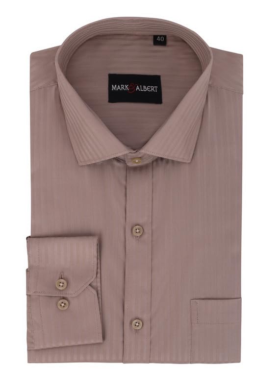 Image of MARK & ALBERT Men's Striped Full Sleeves Cotton Formal Shirt White | Stylish Shirt for Men