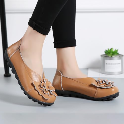 Image of MOYOWEI Women's Leather Slip On Loafers Colorful Flat Shoes