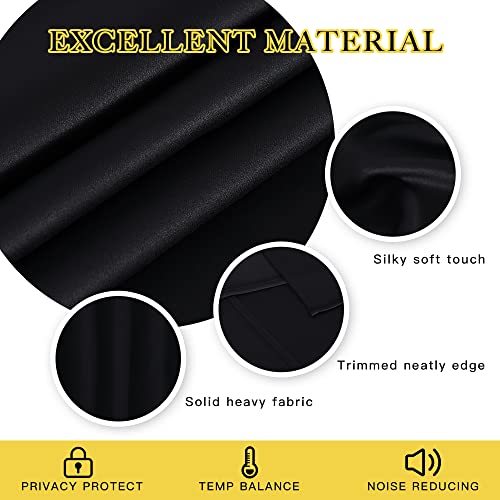 NICETOWN Blackout Curtain Panel 90" Long for Living Room - Light Reducing Thermal Insulated Solid Grommet Blackout Curtain Window Curtain Drape for Hall/Villa (1 Panel, W66 x L90, Black)
