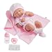 JC Toys 18541 La Newborn Boutique 14 Inch Doll, 9 Piece Set, Real Girl in Pink