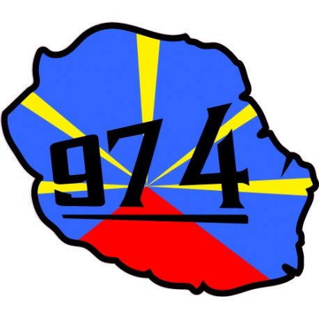 Réunion ile carte drapeau 974 autocollant adhésif sticker logo 12 - Taille : 8 cm Cover