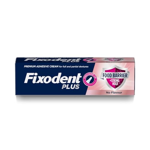 Fixodent Plus La mejor tecnología antipartículas crema adhesiva para dentaduras postizas 40g, El embalaje puede variar
