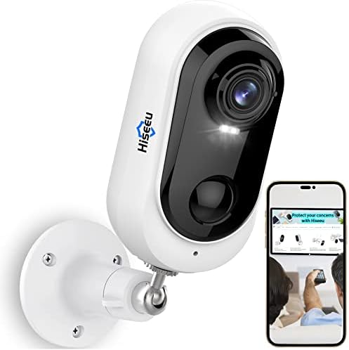 Hiseeu 2K,Spotlight WiFi Outdoor Camera for Home Security,Battery