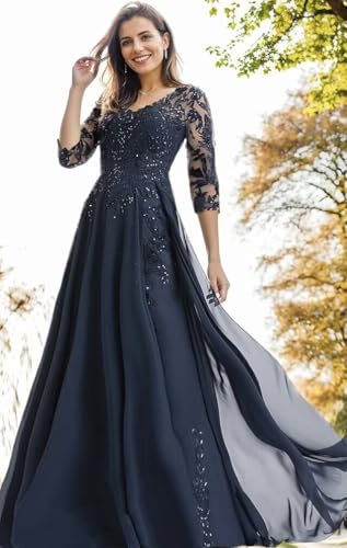 Sequins Applique Mother of The Groom Dresses for Women with Sleeve V-Neck Chiffon Mother of The Bride Dresses2