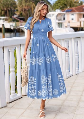 Image of PRETTYGARDEN Womens Summer Dresses Floral Maxi Boho Spring Long Dress