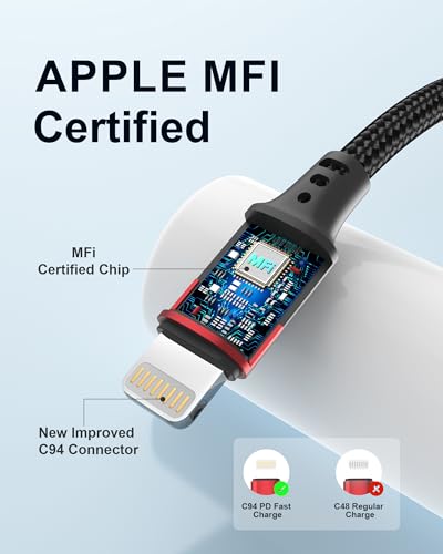 Image of 1.5ft Lightning Cable, [MFi Certified] Braided 2 Pack Short iPhone Charger Cord for Car, 18 inch USB to Lightning Cable for iPhone 14 13 12 11 Pro Max XR XS 8 SE iPod