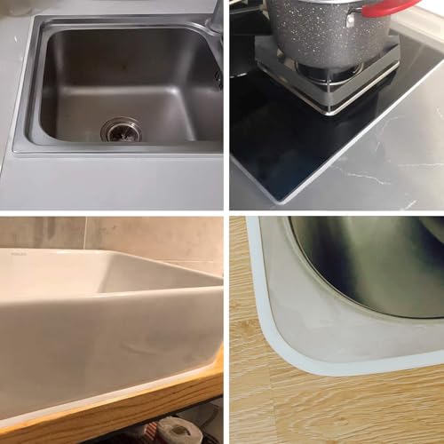 Keqkev Deckenleiste abziehbar und klebbar, flexible Zierleiste selbstklebend, Dichtungsstreifen für Herd, Spüle, Toilette, Fliesenkante, Wandecke, Fußleiste, Boden (Weiß)