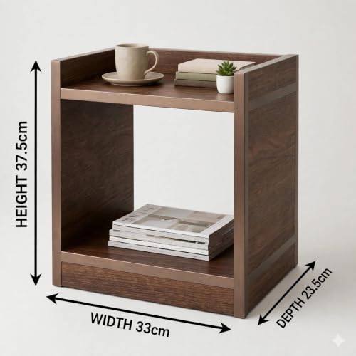 Image of SBF Furniture Engineered Wood Side Table with Storage Shelf, Modern End Table for Living Room, Bedroom & Sofa, Wooden Nightstand with Open Shelves