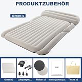 KMZ SUV Luftmatratze Dickere Doppelseitige Beflockung Camping Matratze – Tragbares Bewegliche Schlaf-Auto-Bett – Bequeme Aufblasbare Reisen Luftbett mit Elektrische Luftpumpe und 2 Kissen