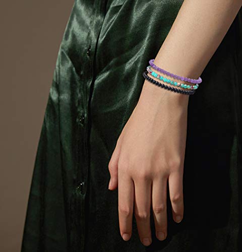 Casdan 10 Pcs 4Mm Mini Semi Precious Gemstone Energy Bracelets For Women Tiny Bracelet Stone Statement Bracelet Charm Beaded Couples Bracelets #TOP2
