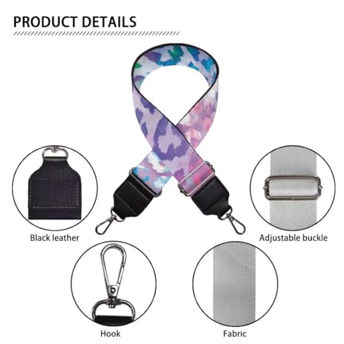 Image of Coldinair Colorful Leopard Print Purse Straps Replacement Crossbody Bag Straps,Wide Shoulder Strap Adjustable Guitar Strap for Purse