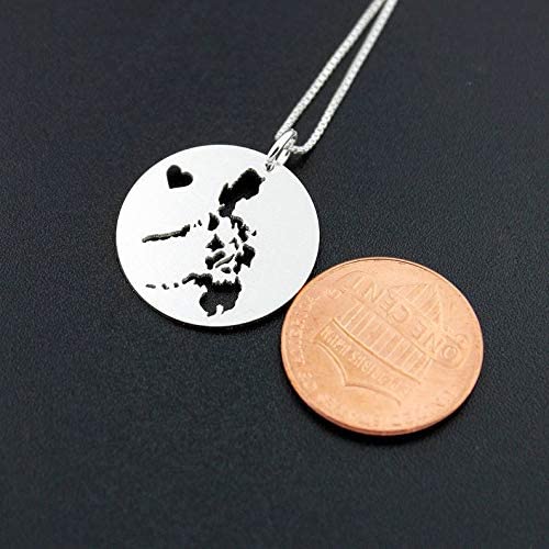 Philippines Necklace Sterling Silver Personalized I Love Philippines Necklace With Heart - Box Style Chain Philippines Country Charm Gift #TOP2