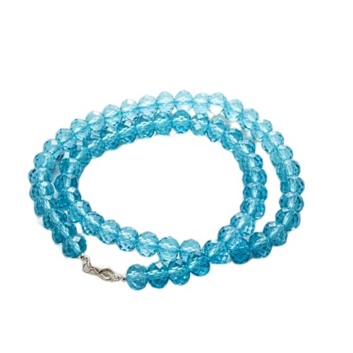 Collier de perles de topaze bleue naturelle de 50cm, idée cadeau fait main unique