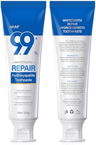 2 Pack Hydroxyapatite Toothpaste, Toothpastes for Sensitive Teeth and Enamel Support, Peppermint Flavor, Fresh Breath, 240g Total — view 7