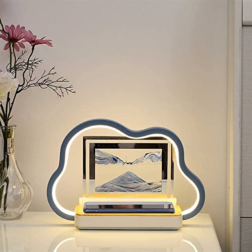 TUKRKRS 12W Cloud Shape Liquid Moving Sand Lamp,3D Neutral Light Hourglass Lamp with Touch Switch,Round Glass Moving Sand Art Picture,Sand Decor