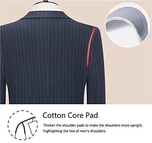 Wangyue Pinstripe Suit for Men - Double Breasted Slim Fit Blazer & Pants for Business3