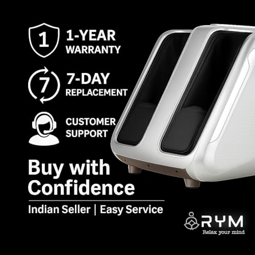 Image of RYM Electric Foot & Leg Massager Machine for Home | Heated Shiatsu Foot Massager for Pain Relief & Blood Circulation with Rolling, Kneading, Compression & Remote Control, 80W