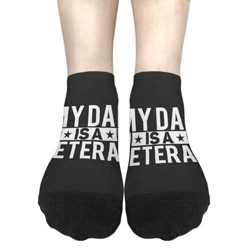 MENGCORE My Dad Is A Veterann Athletic Socks Veterans Day Casual Men Socks No Show Dress Socks Fashionable Socks