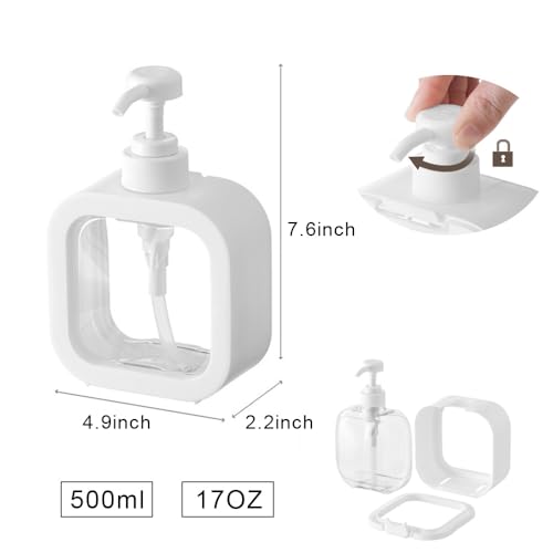 Image of Hand Soap Dispenser for Bathroom, Modern Dish Soap Dispenser for Kitchen Sink, Liquid Soap Container with Pump, Clear Plastic Soap Pump Bottles (2 Packs,17oz, White)