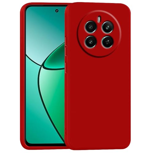 Image of Back Cover | Full Camera Protection | Premium Liquid Silicon Case | Flexible Bumper Case for Realme 12 Plus 5G / P1 5G / Narzo 70 5G / 70 Pro 5G (Red)
