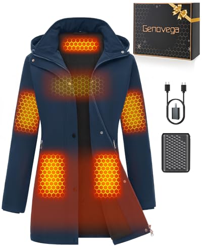 Women Long Heated Jacket Battery Pack Included Waterproof Ladies Coat