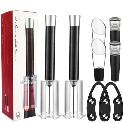 2024 Wino on the Go Wine Opening Set, Air Pressure Pump Wine Bottle Opener, Easy Cork Remover Corkscrew, Corkscrew Wine Opener Cork Pops Wine Opener Gifts to Wine Lovers (2PCS Black)