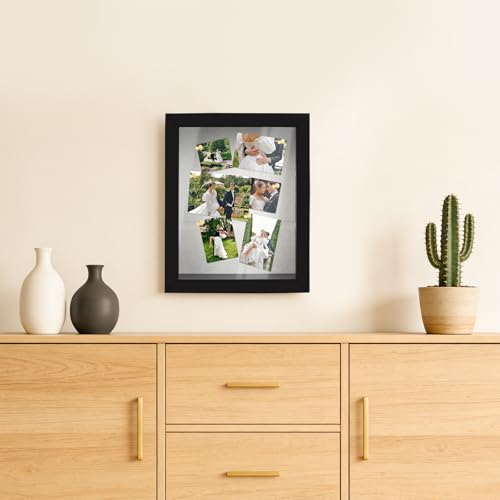 Image of Shadow Box Frame 8x10, Shadowbox Display Case Picture Frame with Linen Back and Removable Shelves, Wooden Memory Box for Wedding Bouquet, Pet Memorial, Medals
