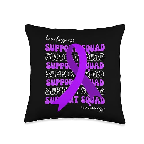 Homelessness Awareness Support Squad Gifts Support Squad Homelessness Awareness Ribbon Family Hope Throw Pillow, 16x16, Multicolor