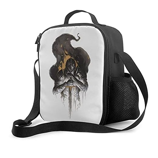 Dark Soul lunchlåda med vadderat isolerat foder lunchväska termisk kylväska tygväska handväskor