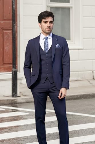Men's Suits for Men Slim Fit One Button Men Suits 3 Piece Men's Tuxedos for Groom Wedding Formal Mens Tuxedo Suit Set 6