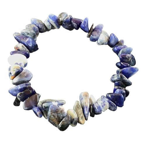 Steinfixx® - Auténtica pulsera de sodalita con fragmentos de sodalita * - Pulsera de piedras preciosas de alta calidad con astillas de sodalita, medium, sodalita, Sodalita